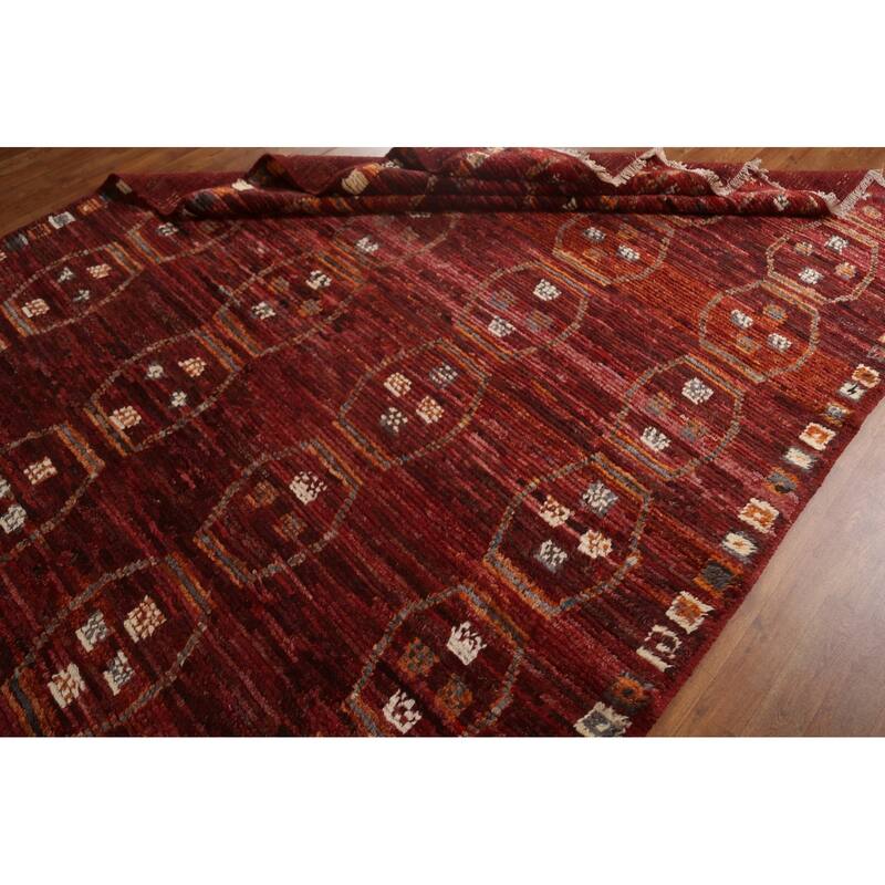 Geometric Moroccan Wool Area Rug Handknotted Dining Room Carpet 6'10