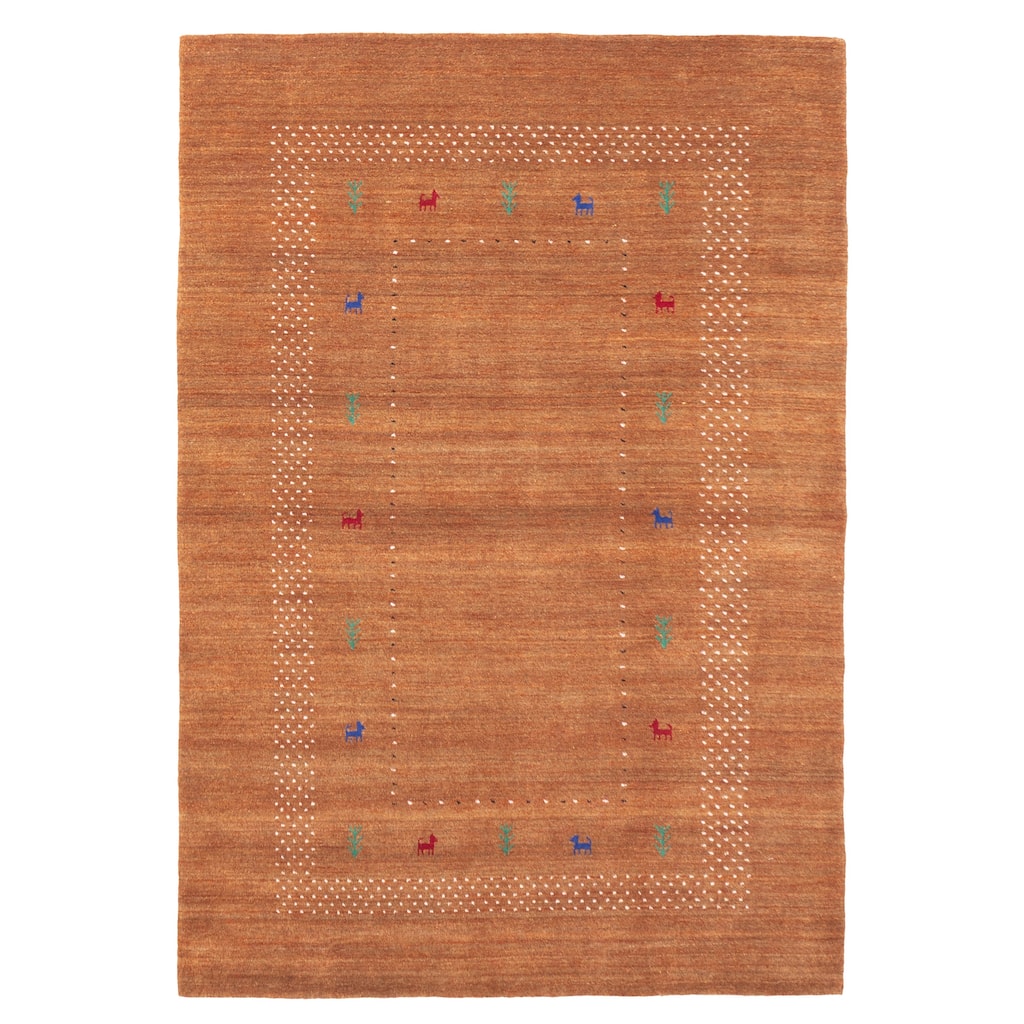 ECARPETGALLERY Hand Loomed Kashkuli Gabbeh Burnt Orange Wool Rug - 5'1 x 7'9