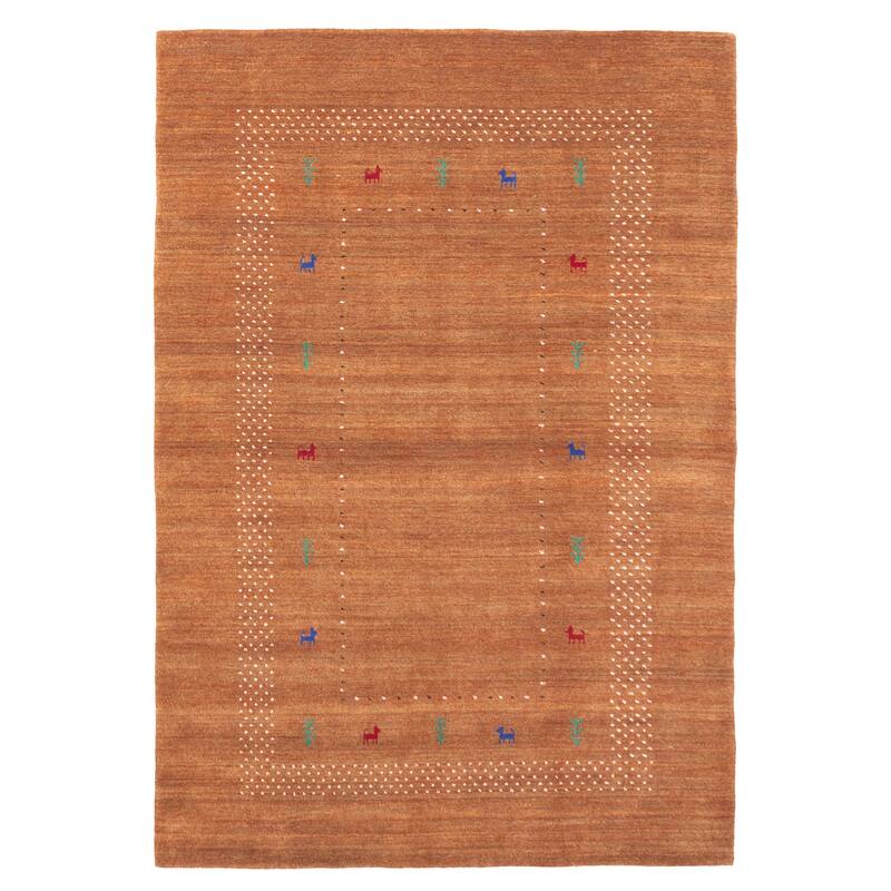 ECARPETGALLERY Hand Loomed Kashkuli Gabbeh Burnt Orange Wool Rug - 5'1 x 7'9