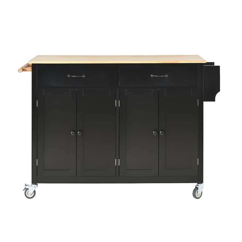 Kitchen Island Cart with Solid Wood Top
