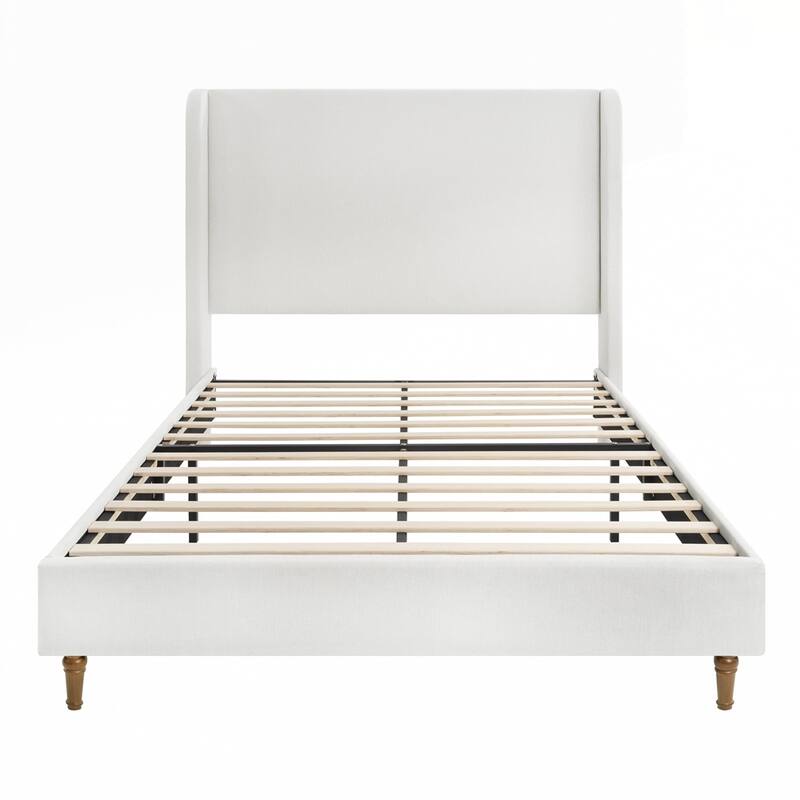 High Headboard Upholstered Platform Bed No Box Spring Needed