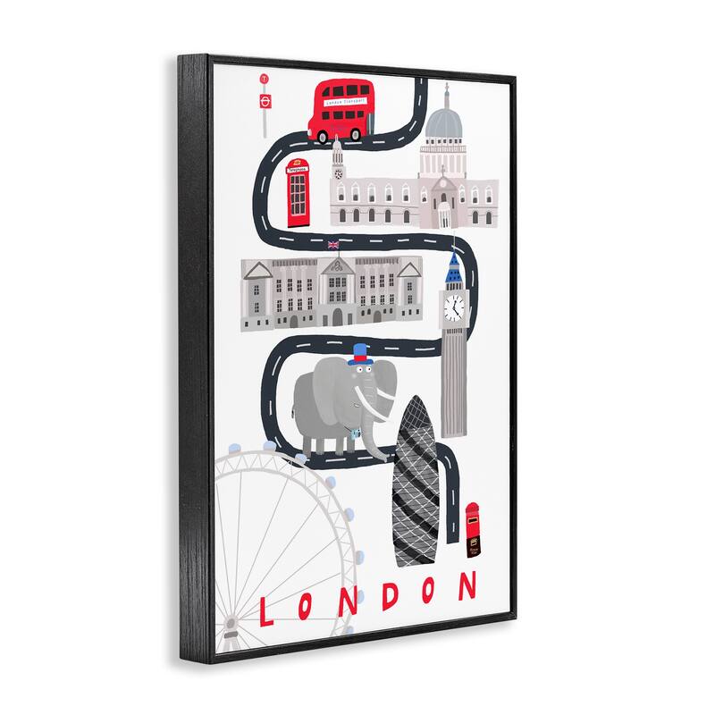 Stupell London Whimsical Travel City Framed Giclee Art Design By Carla Daly