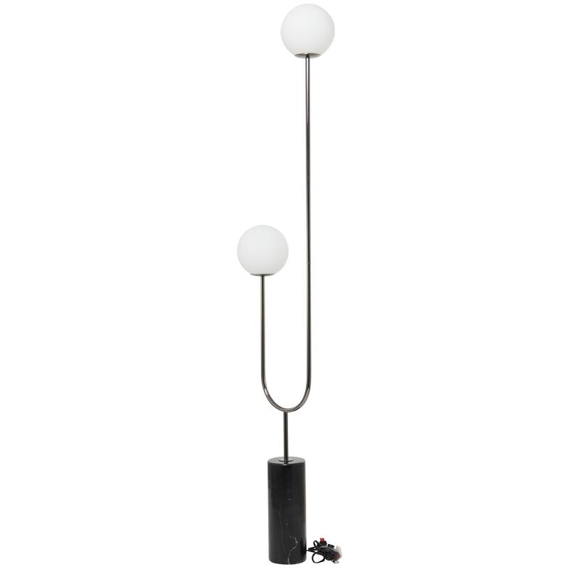 Marble Orb 2 Bulb Floor Lamp with Marble Base - 7"W x 16"L x 73"H