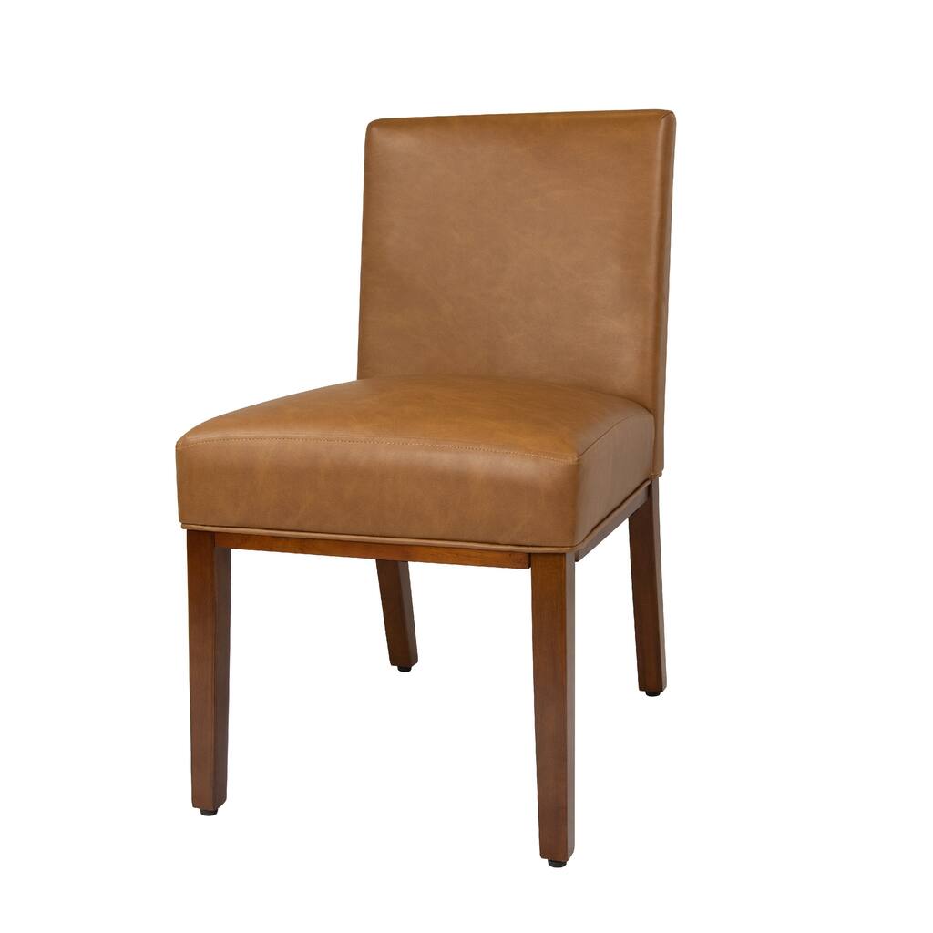 Jan Dining Chair with Espresso Wood Legs, Caramel Brown Faux Leather