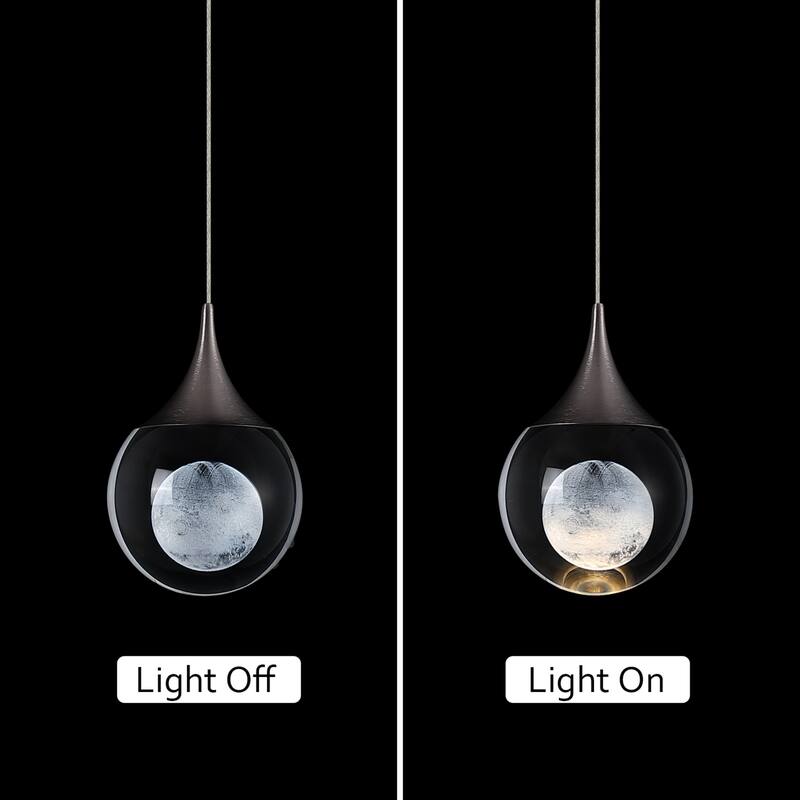 Moon Crystal 1-light Single Globe LED Hanging Pendant Light in Gold/ Chrome/Black/Coffee for Living Room