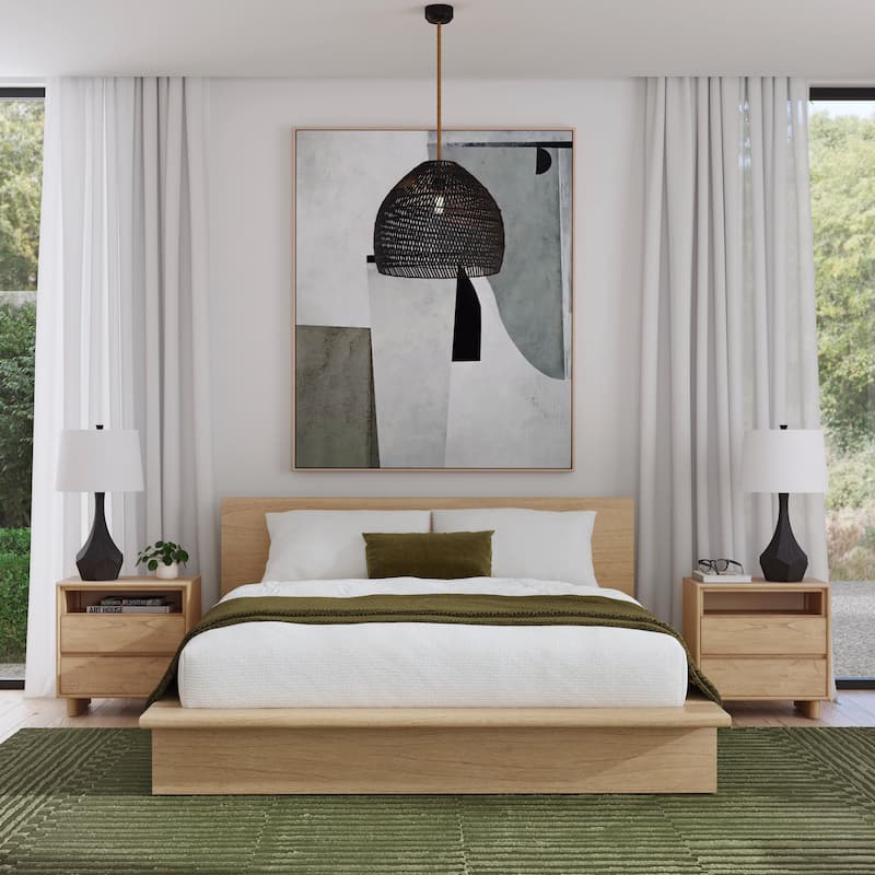 Halmstad Wood Platform Bed - Blonde Oak - King