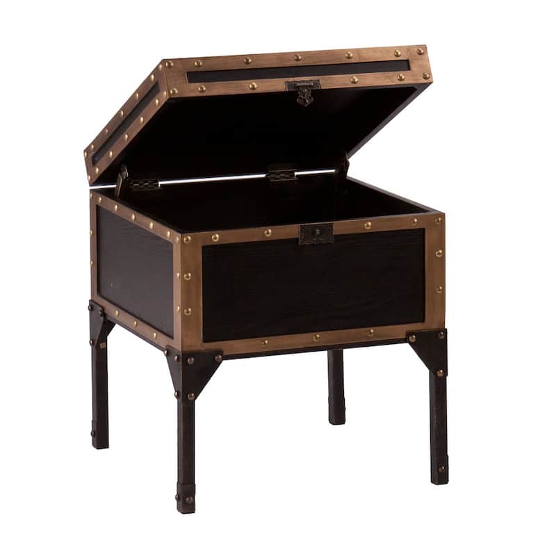 23 Inch Black Manufactured Wood Iron Square End Table with Storage - 20.75" x 20.75" x 22.75"