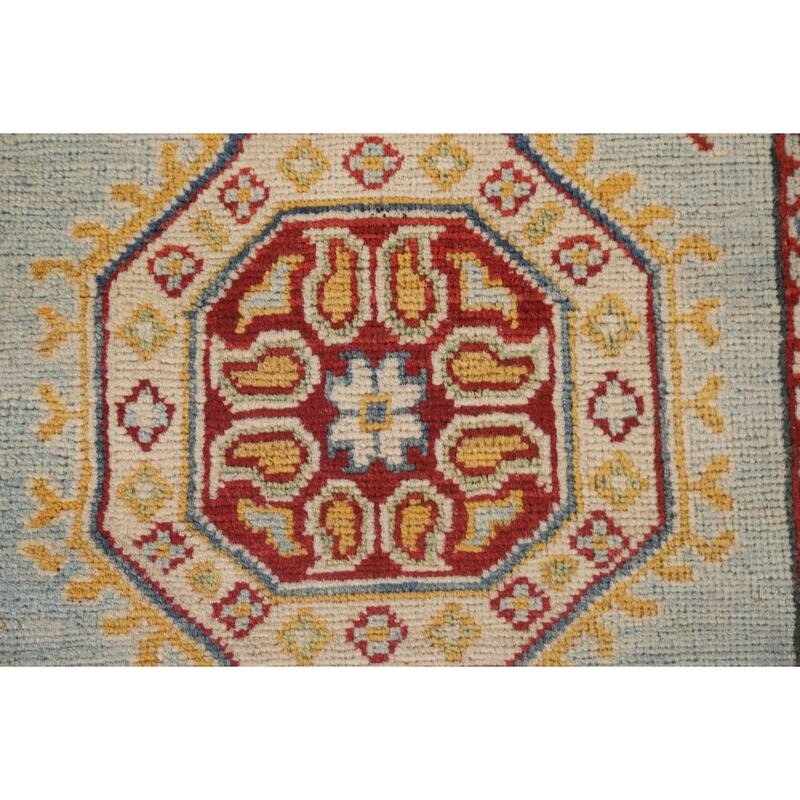Kazak Runner Rug Handmade Traditional Blue Wool Carpet - 2'9" x 12'11"