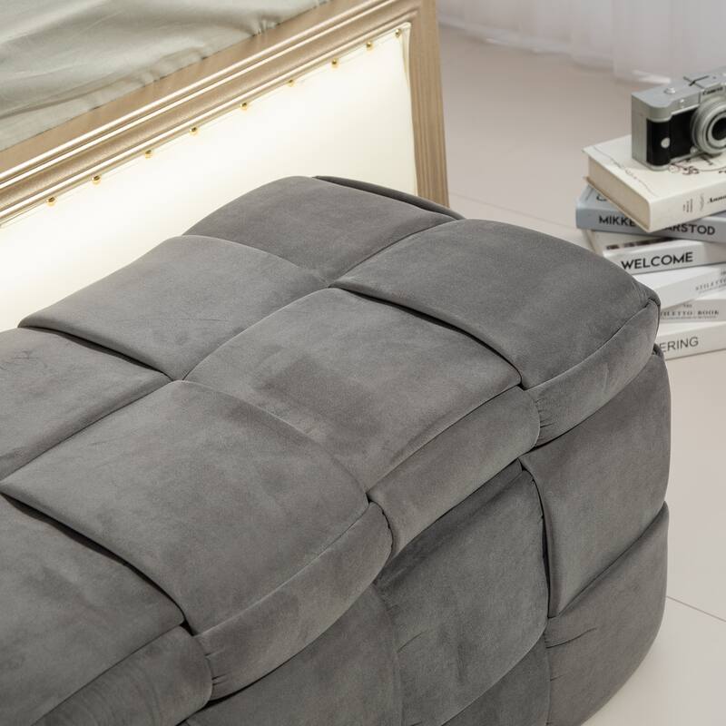 Storage Ottoman,Bedroom End Bench,Upholstered Fabric Storage Ottoman with Safety Hinge, Entryway Padded Footstool