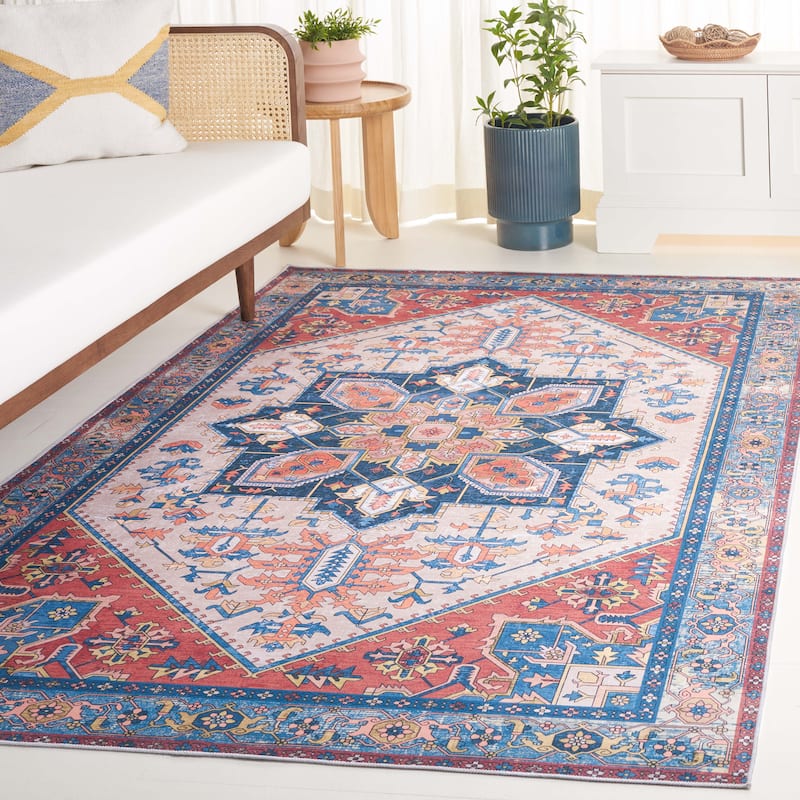 SAFAVIEH Arizona Selay Machine Washable Slip Resistant Vintage Oriental - 6' x 9' - Rust/Beige - Runner/Rectangle