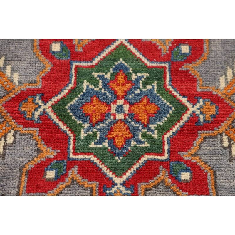 Geometric Kazak Rug Handmade Foyer Wool Carpet - 2'9" x 4'0"