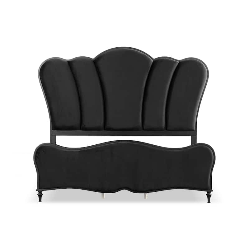 Furniture of America Seabliss Glam Solid Wood Fabric Upholstered Platform Bed
