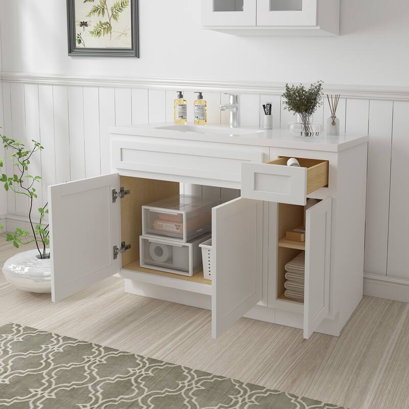 Vanity Art 51" Oak Freestanding Bathroom Vanity Cabinet without Top