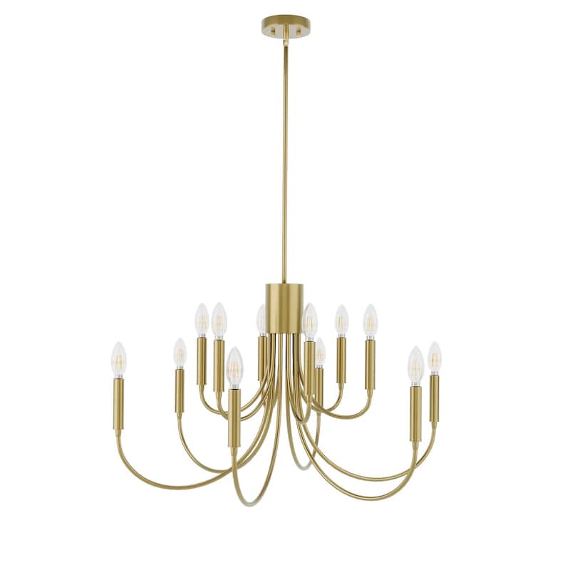 Classic Industrial 12-Light Iron Candle Chandelier for Dining Room Kitchen Island