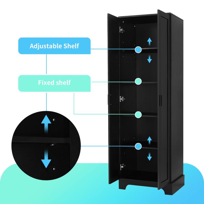 Storage Cabinet with Two Doors & Adjustable Shelf