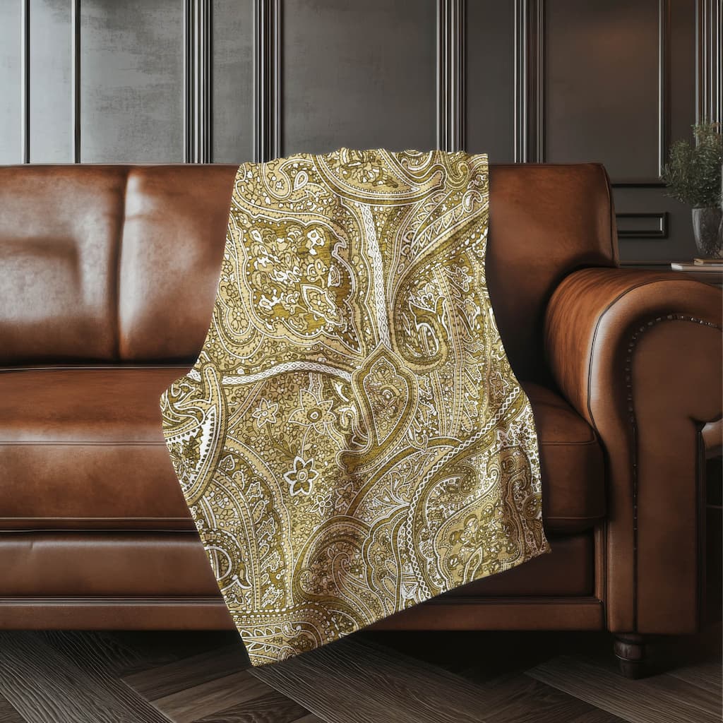 Premium Machine Washable Modern Paisley Sherpa Throw Blanket