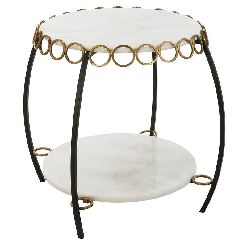 Uttermost Chainlink White Marble Side Table - 25"W x 22"H x 25"D