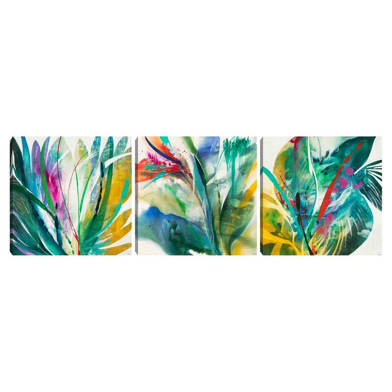 Agave & Bird of Paradise & Palm Leaves Canvas Art Prints