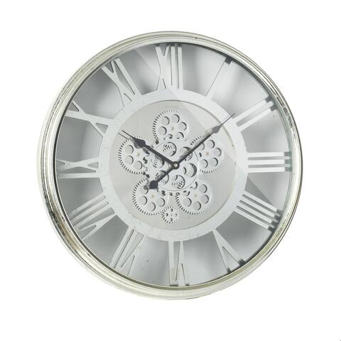 A&B Home Hereford Transitional Round Wall Clock - Weathered Silver
