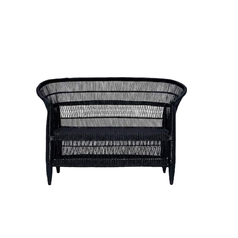 Handwoven Natural Rattan 4-Piece Indoor Seating Set - 2 Chairs, Loveseat, and 3-Seater Settee, Solid Wood Frame, Boho Farmhouse