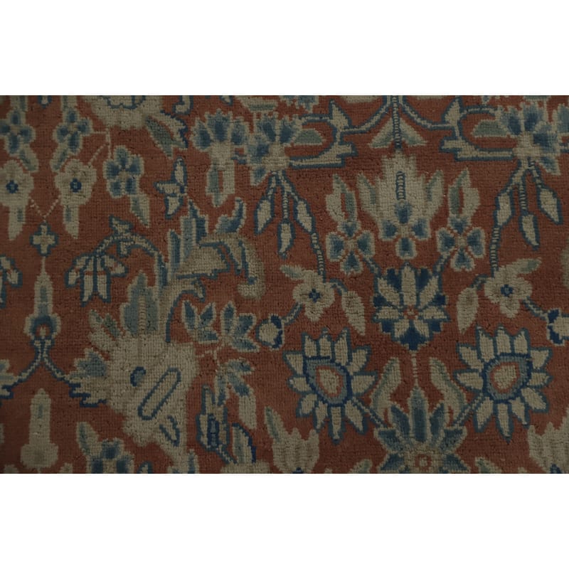 Hand Knotted Oriental 100% Wool Carpet Traditional All-Over Oranges & Rust Kerman Area Rug - 12' 7'' X 9' 6''