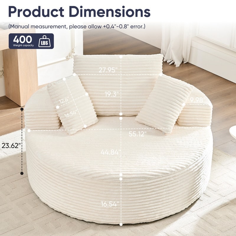 Corduroy Lazy Sofa Bean Bag Chair,Sponge Chaise Lounge Chair Indoor,Modern Sleeper Chair for Living Room Bedroom Office