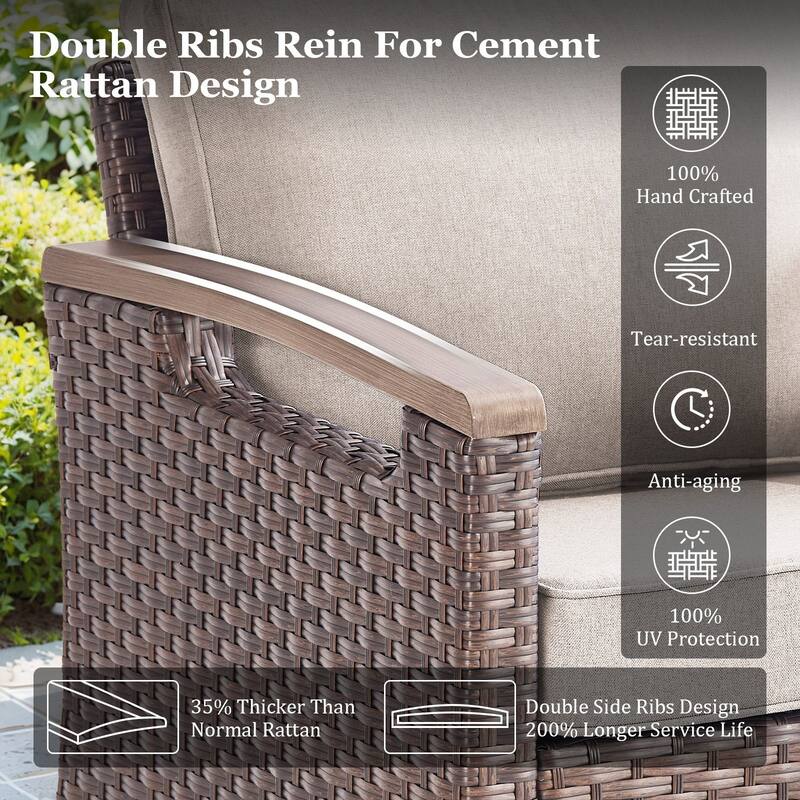 Outdoor 360° Swivel Chair with Beige Cushion