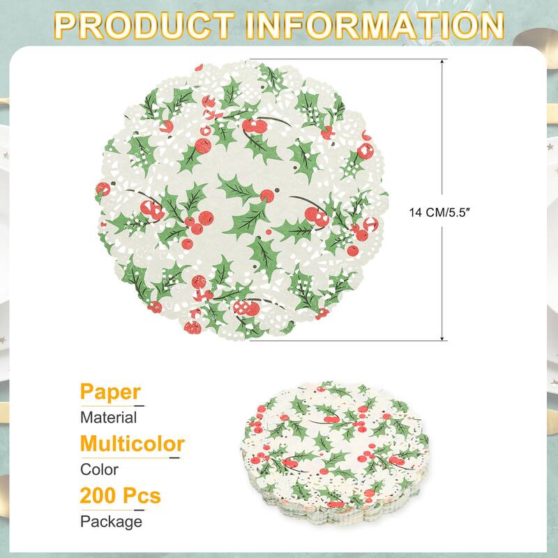 Paper Doilies Round Lace Decorative Placemats, Multicolor - Multicolor-200Pcs - 5.5 Inch