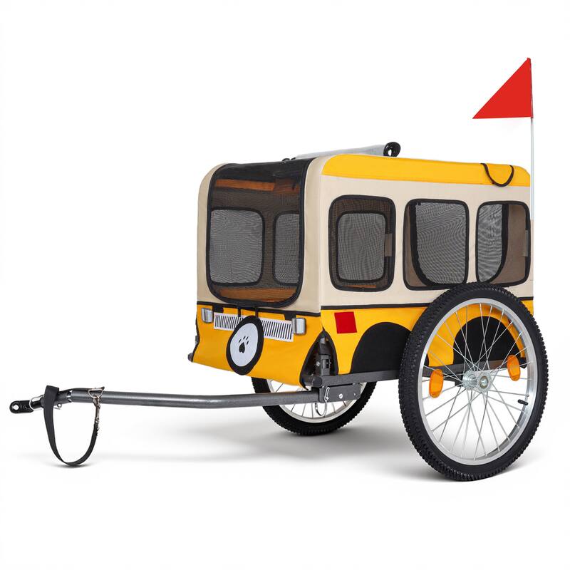 Large Folding Bike Trailer for Dogs, Heavy-Duty Steel Frame, Spacious Design, All-Terrain Cycling, Jogging & Camping Adventure