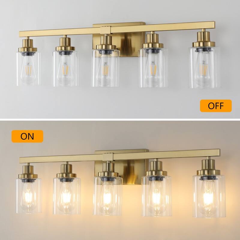 Bathroom Vanity Light With Clear Glass Shades For Vanity Mirror, Bathroom, Or Hallway