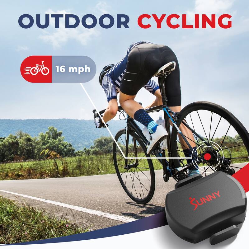 Sunny Health & Fitness Exercise Cycling 2 in 1 Advanced Cadence/RPM plus Speed Sensor for Indoor or Outdoor Bikes CB110