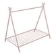 preview thumbnail 18 of 25, White Metal Twin House Bed Tent Frame with Slat, No Box Spring Needed
