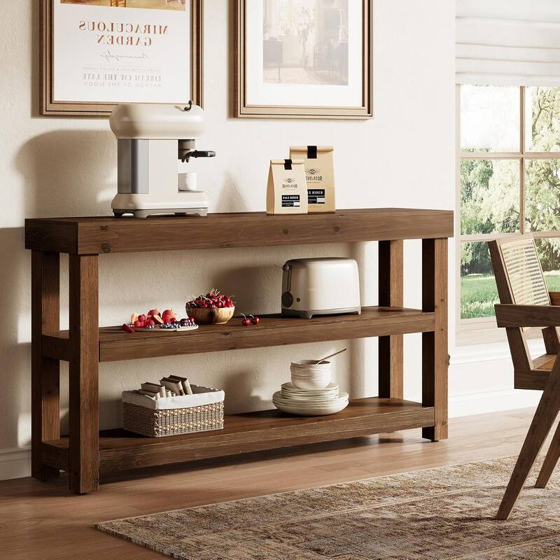 Solid Wood Entry Console Table, 63-Inch Narrow Long Sofa Table Behind The Couch - 62.99" L x 13.77" W x 33.46" H