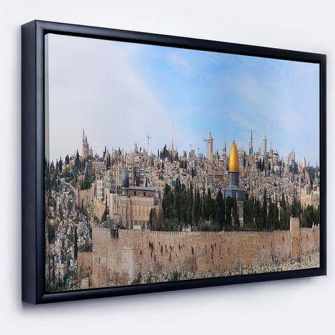 Designart 'Jerusalem Cityscape Panorama' Photography Framed Canvas Art Print