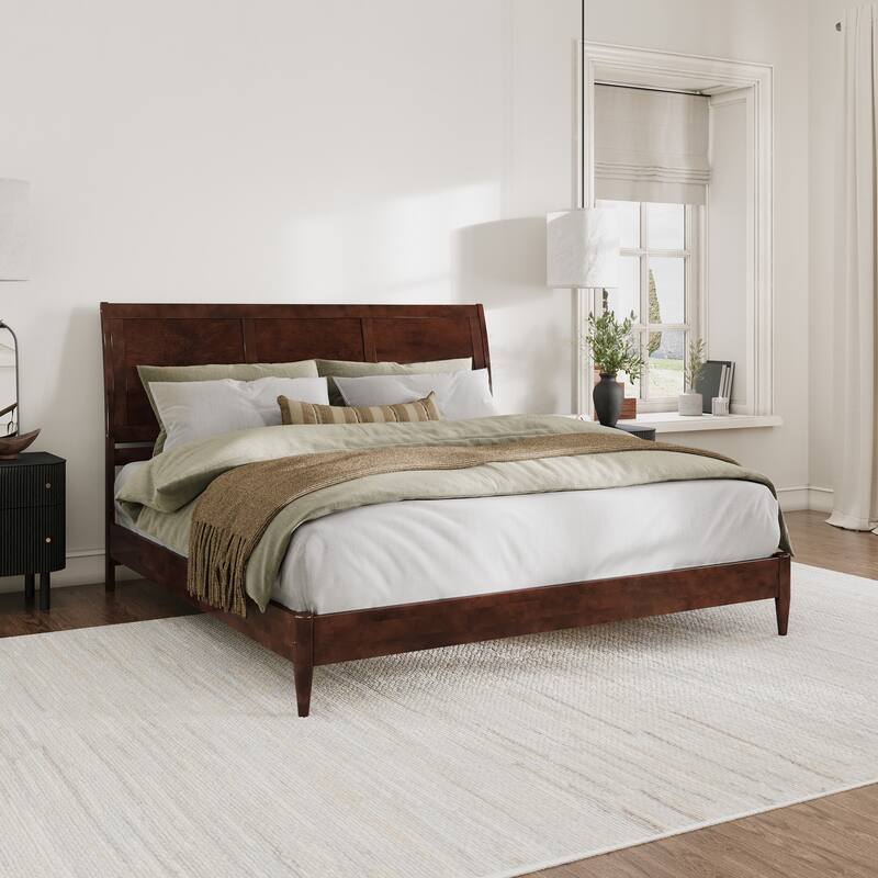 Valencia Solid Wood Low Profile Sleigh Platform Bed