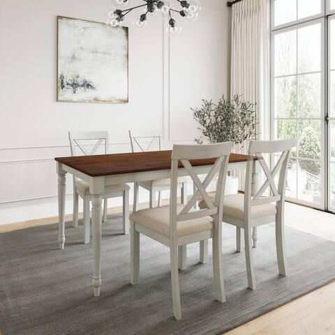 Lafayette Medium Brown and White Wood Dining Set