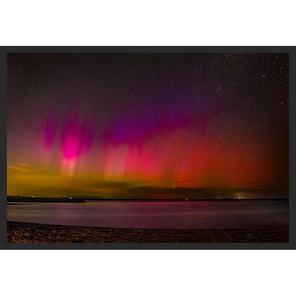 Beach Sunset at night Photography by Wayne Collamore Framed Poster - 24 x 36 Inch
