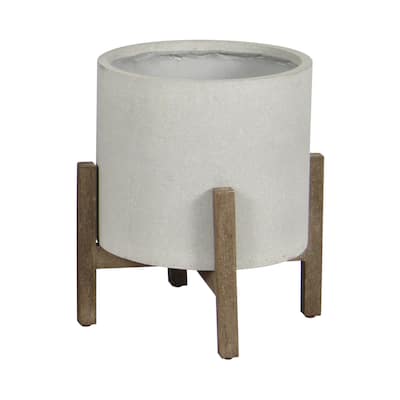 Mulber 19" Round Standing Pot, Natural Stone