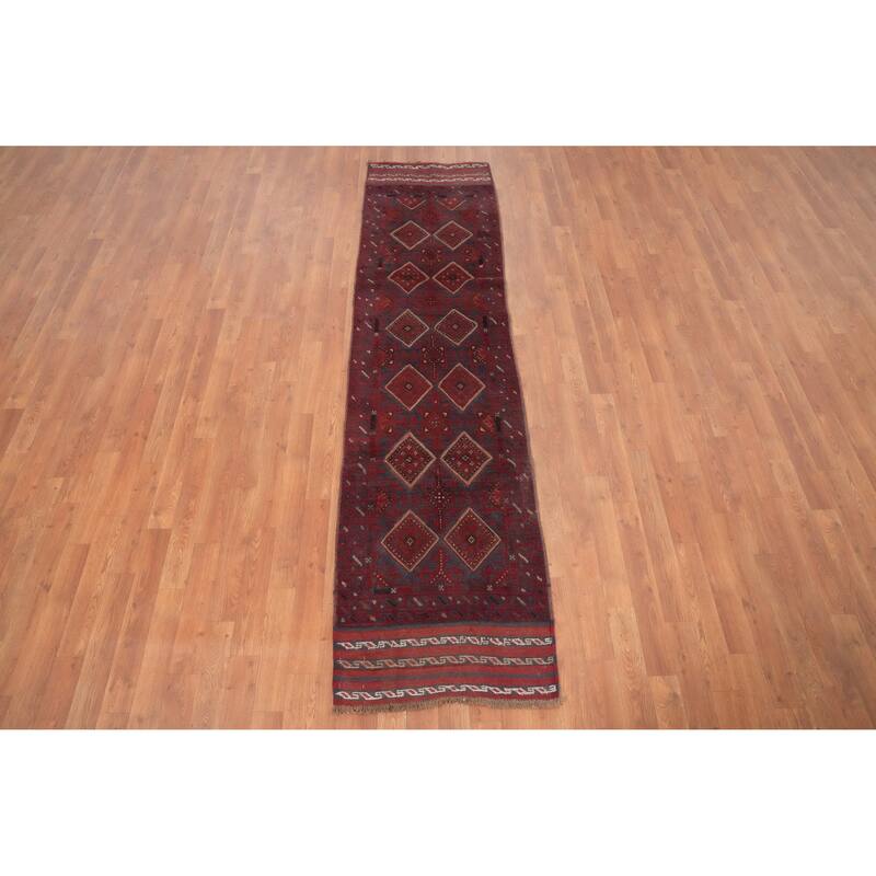 Hand Knotted Oriental 100% Wool Carpet Traditional Tribal Red Balouch Runner Rug - 8' 6'' X 2' 1''