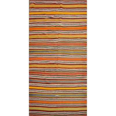 Hand Woven Oriental 100% Wool Carpet Southwestern Tribal Multi-Colored Kilim Area Rug - 11' 0'' X 5' 0''