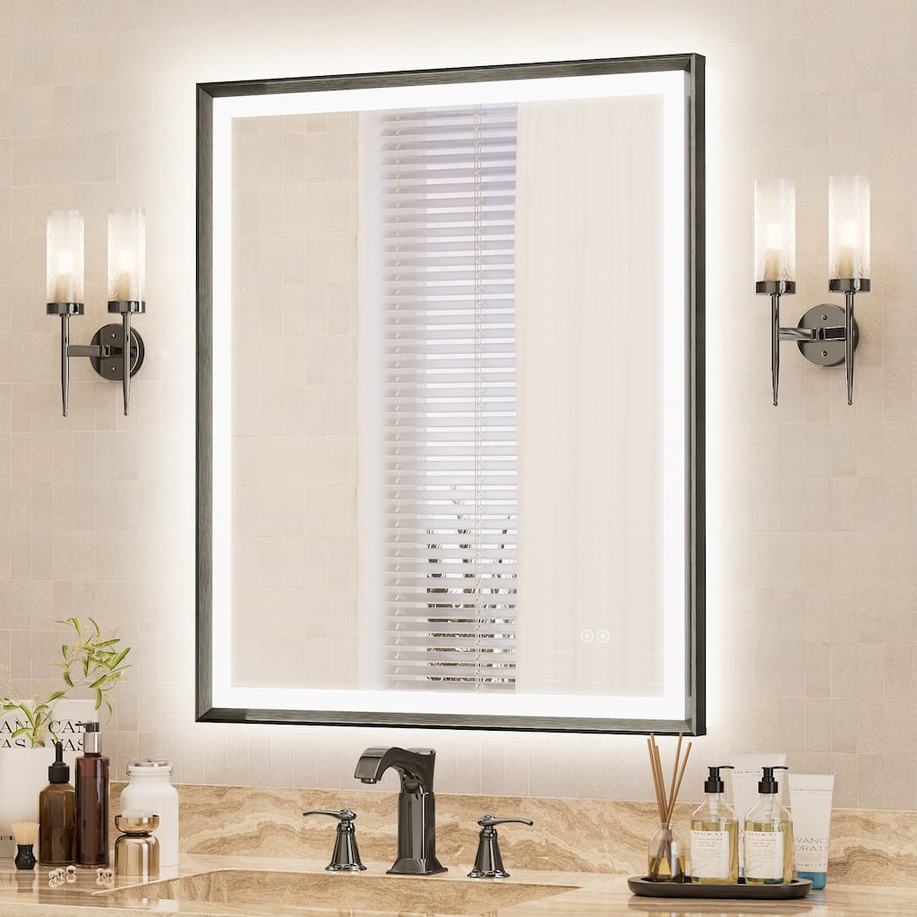 Easy Install Bathroom Mirror, Tempered Glass Wall LED Mirror