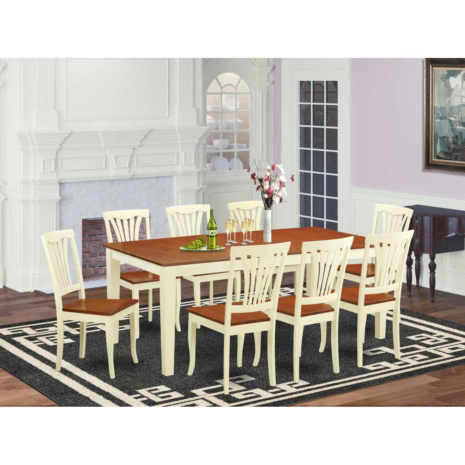 Rustic Dinette Set - Table and 8 Chairs - Kitchen Dining Room Furniture