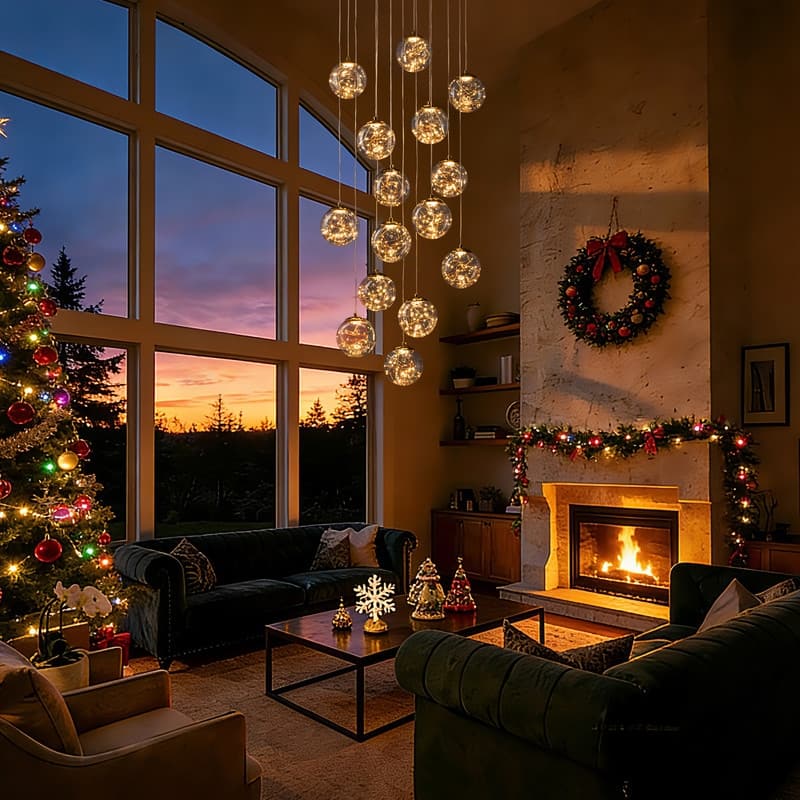 15-Light LED Staircase Chandelier Crystal Ceiling Lights Large Chandeliers for High Ceilings, Entryway Modern Lighting Fixture