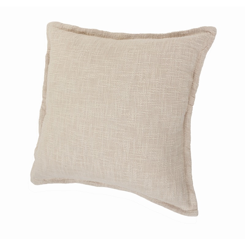 Set of Two 20" Beige Cotton Throw Pillows
