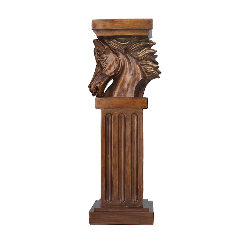 Polystone Horse Pedestal Table - Brown - Roche River Decor