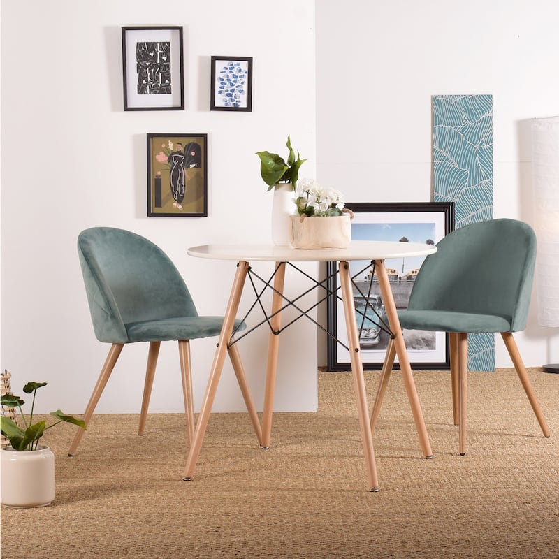 HomyLin Modern Upholstered Fabric Dining Chair Mid Back Armless