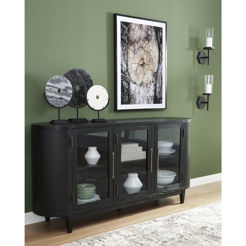 Signature Design by Ashley Rowanbeck Black/Gray Dining Server - 74.13" W x 17.13" D x 35.13" H