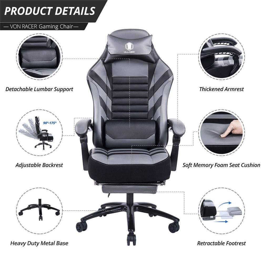 Gaming Chair High Back Office Chair Seat Height Adjustable Swivel