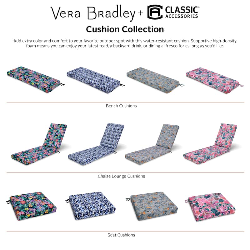 Vera Bradley by Classic Accessories Water-Resistant Patio Bench Cushion