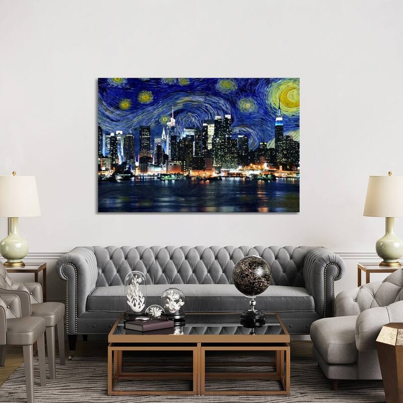 iCanvas "New York City, New York Starry Night Skyline" by 5by5collective Canvas Print